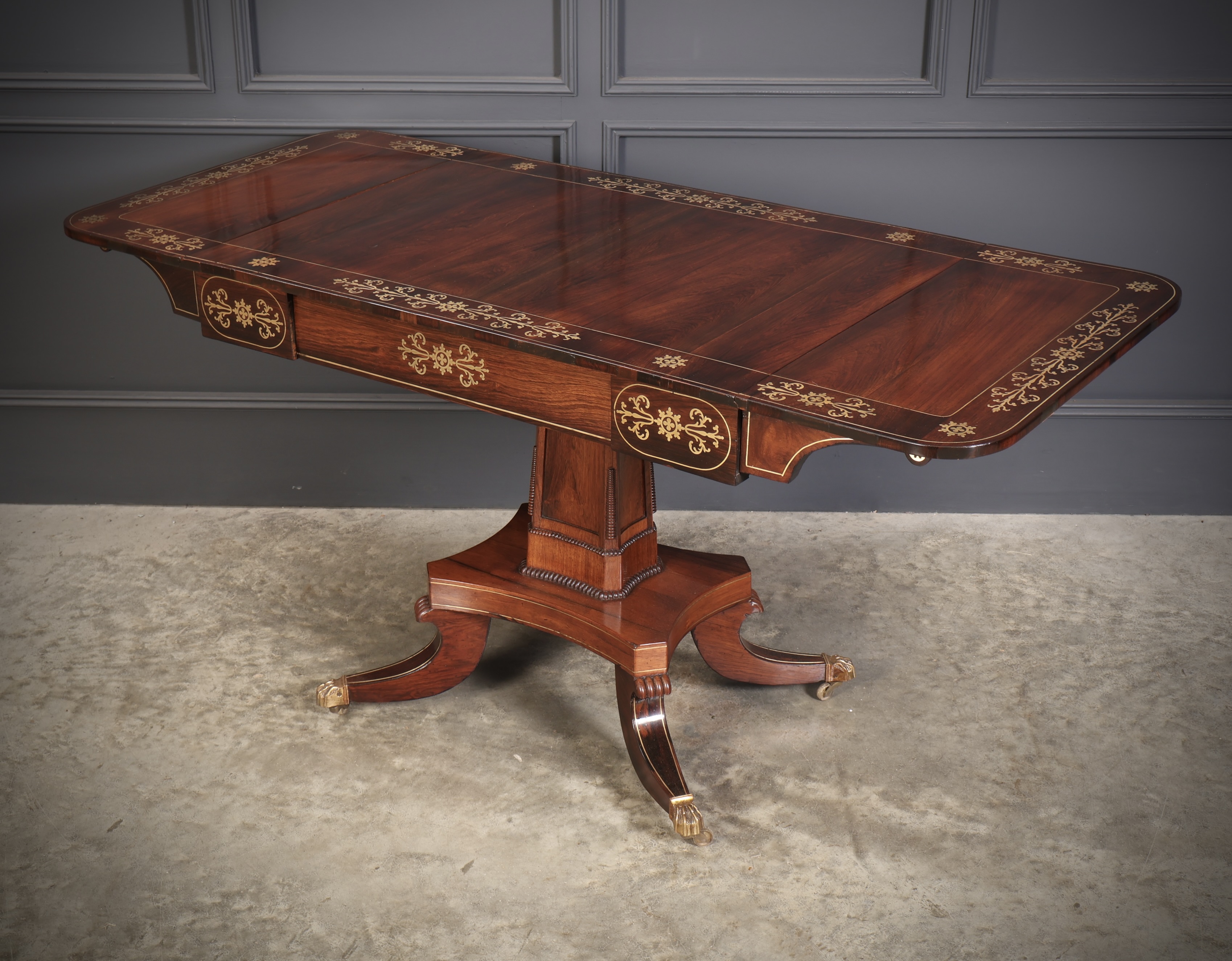 Regency Rosewood Brass Inlaid Sofa Table - Image 10
